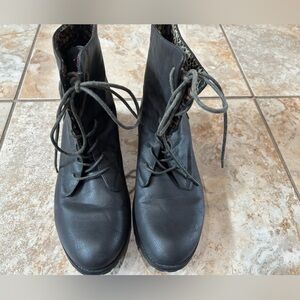 Gray Lace-Up Ankle Boots